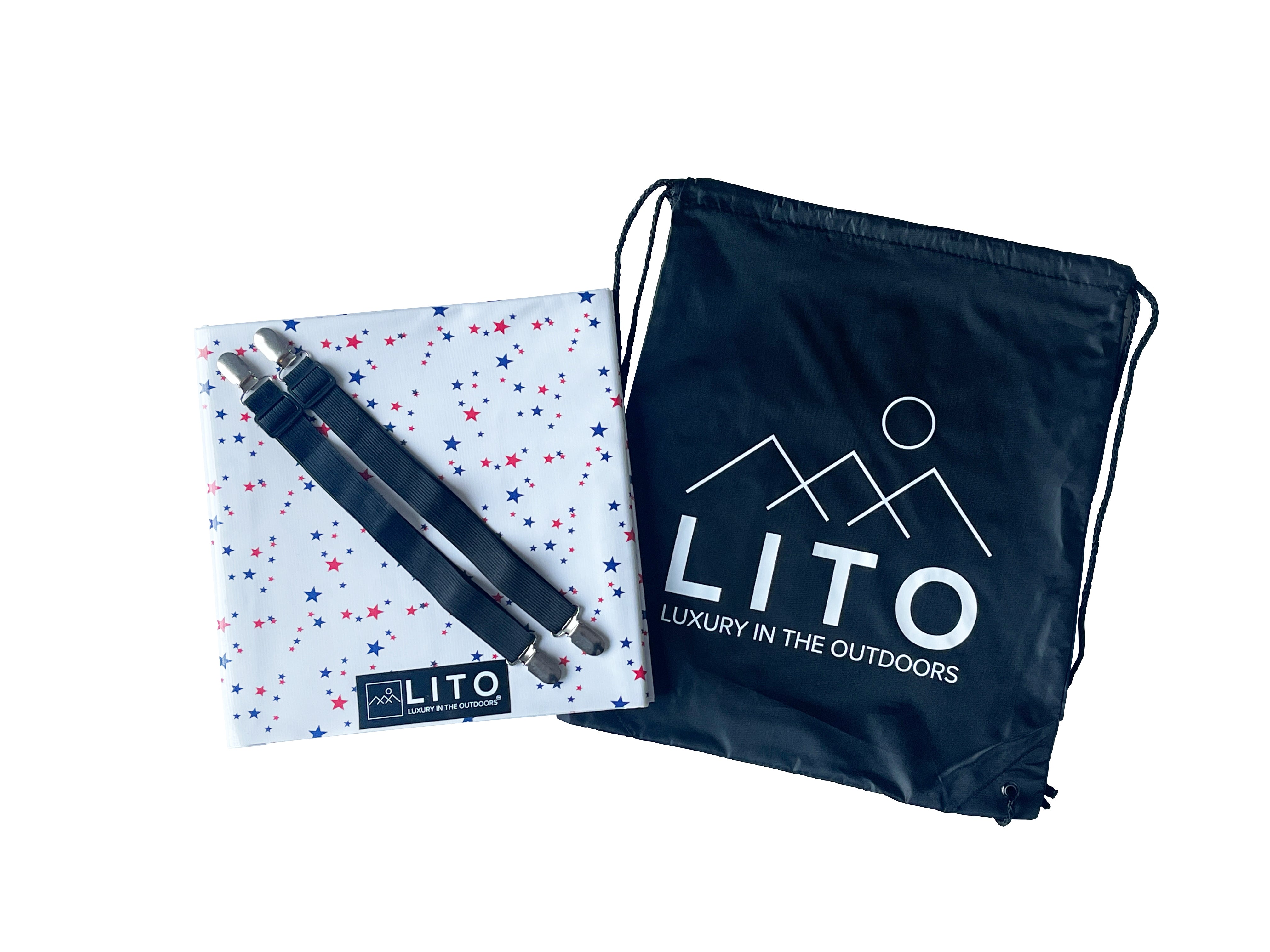 Outdoor Camping Tablecloth - Red, White & Blue Stars - Waterproof
