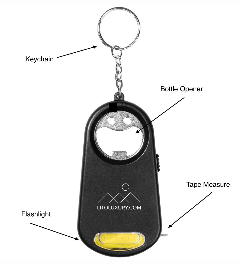 LITO Gadget: Keychain, Flashlight, Tape Measure & Bottle Opener All in One
