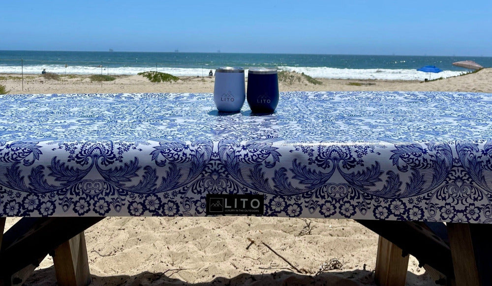 LITO Glamping Special Save $10 - One Picnic Outdoor Tablecloth & 2 Wine Tumblers