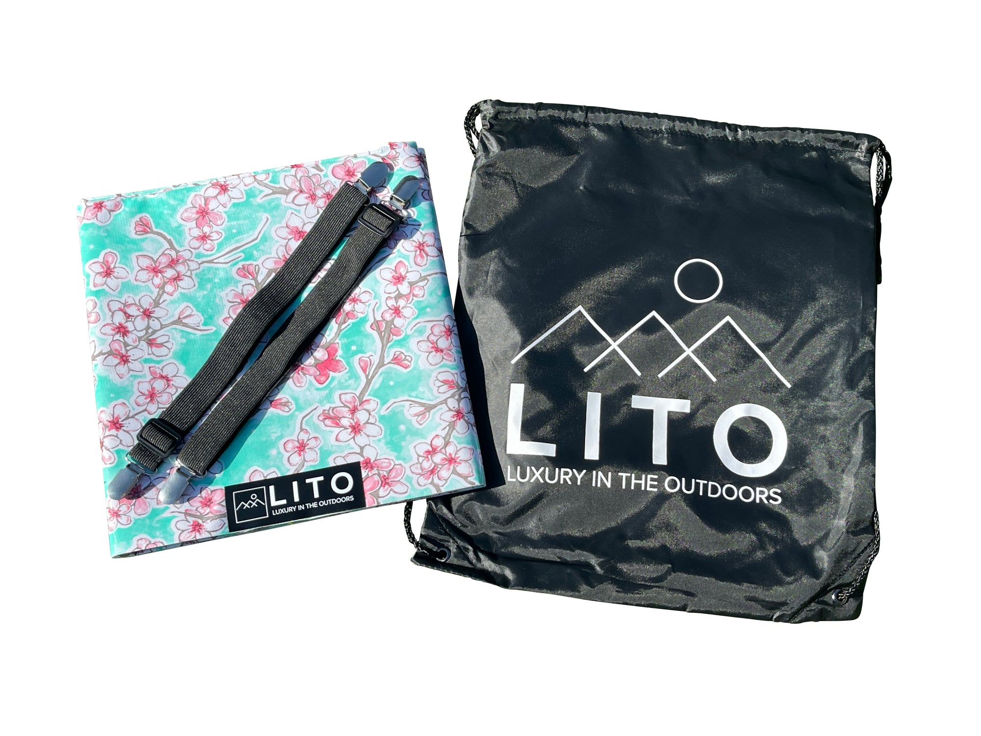 Seafoam Cherry Blossom Outdoor Tablecloth LITO