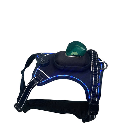 Light-Up Glow Dog Harness with Built-In Bag Dispenser