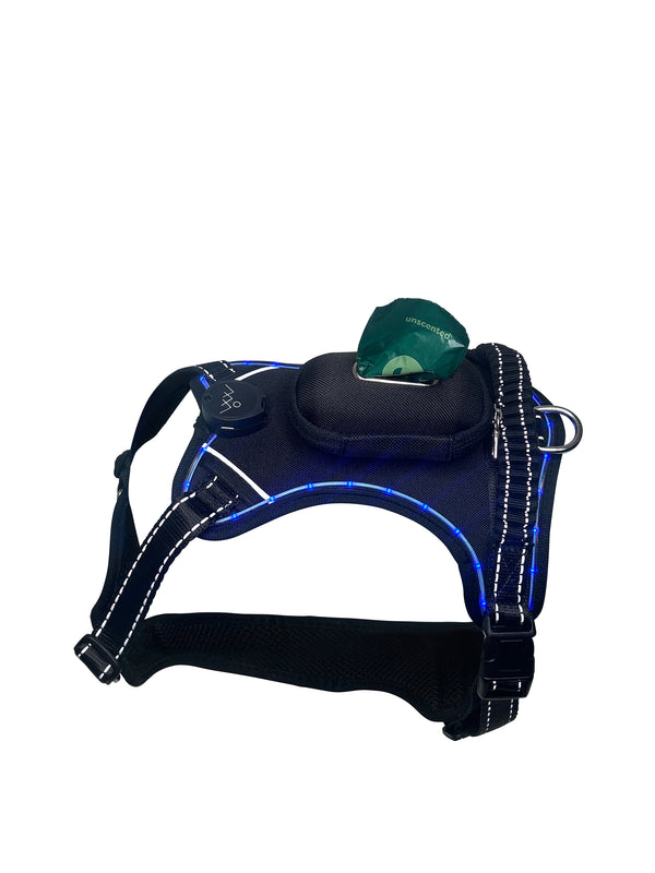 Light-Up Glow Dog Harness with Built-In Bag Dispenser