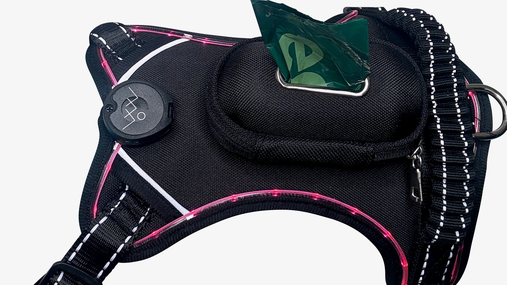 Light-Up Glow Dog Harness with Built-In Bag Dispenser