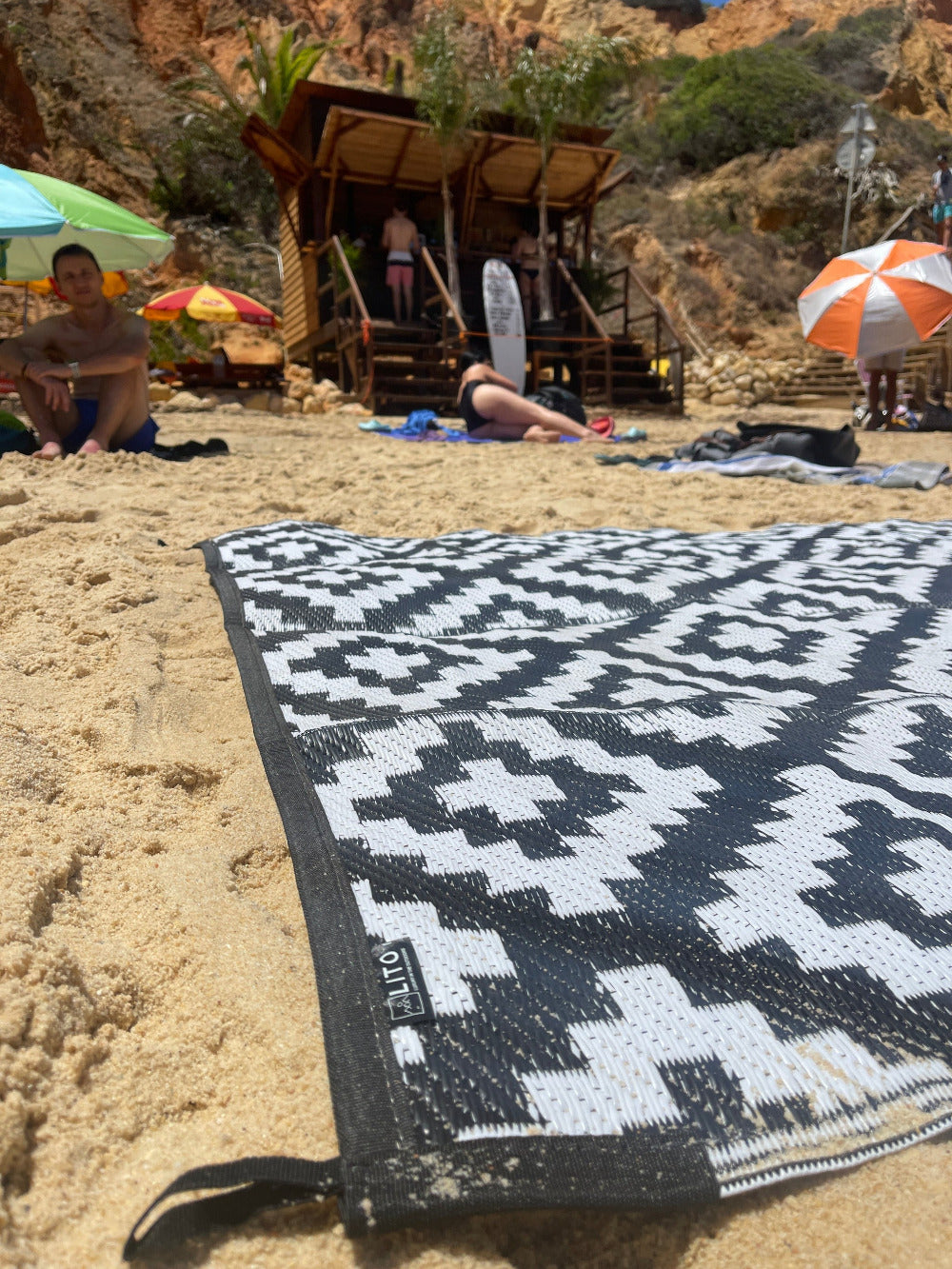 Waterproof Outdoor Camping Rug  - Reversible, Black and White