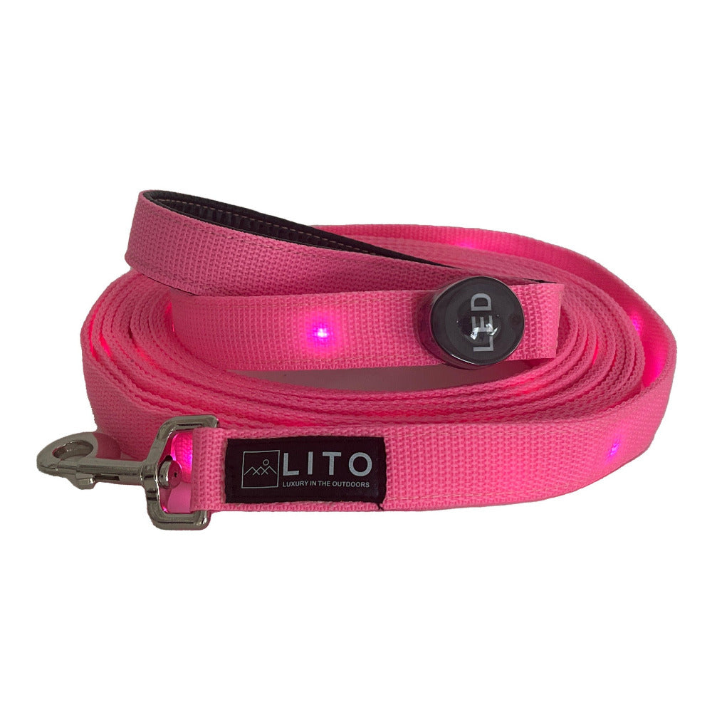 20 Foot Pink Lighted Dog Leash