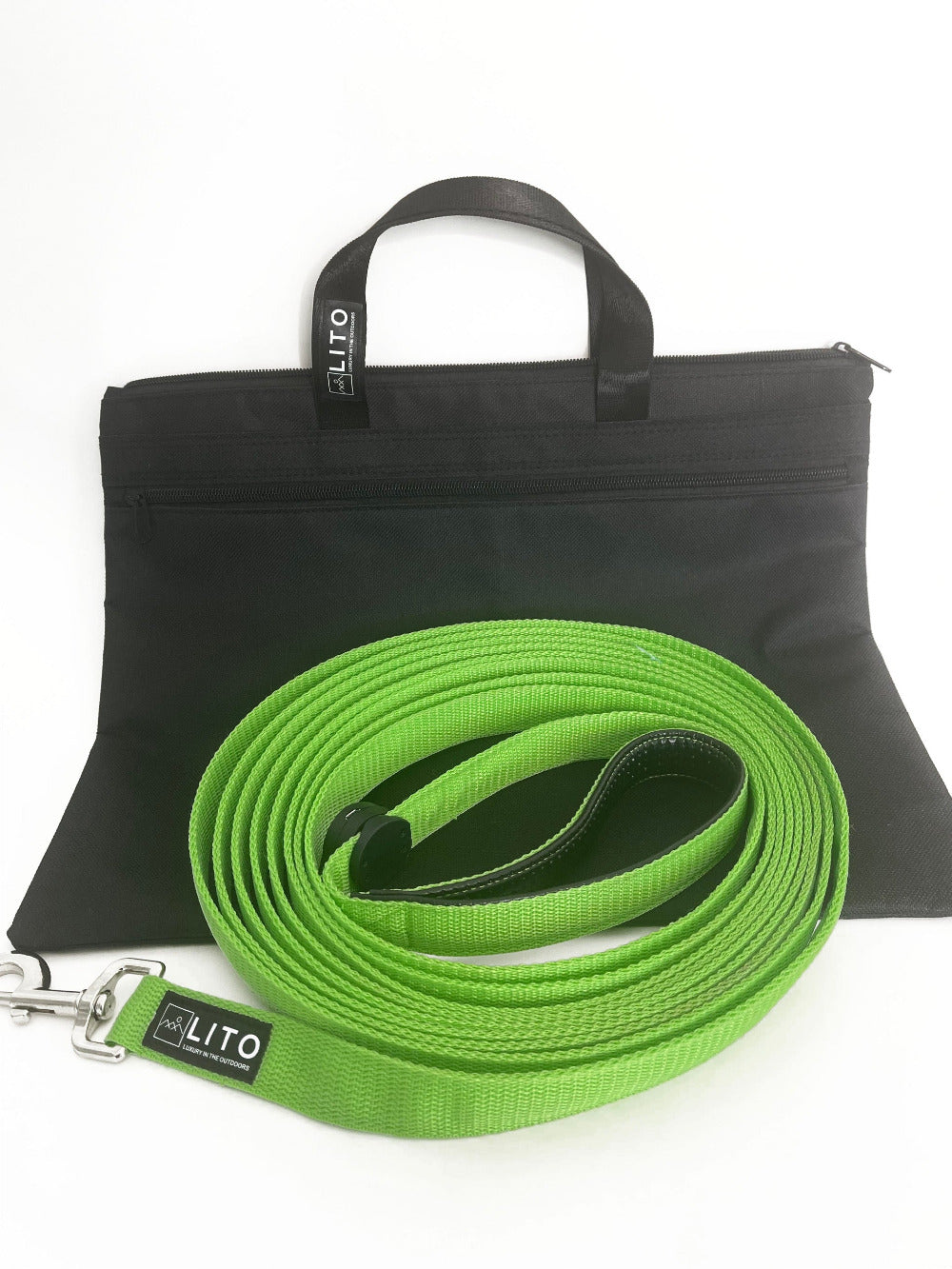 Green Lighted Dog Leash With Storage Bag